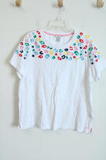 Joules Carley White Leopard Embroidered Tee | 16