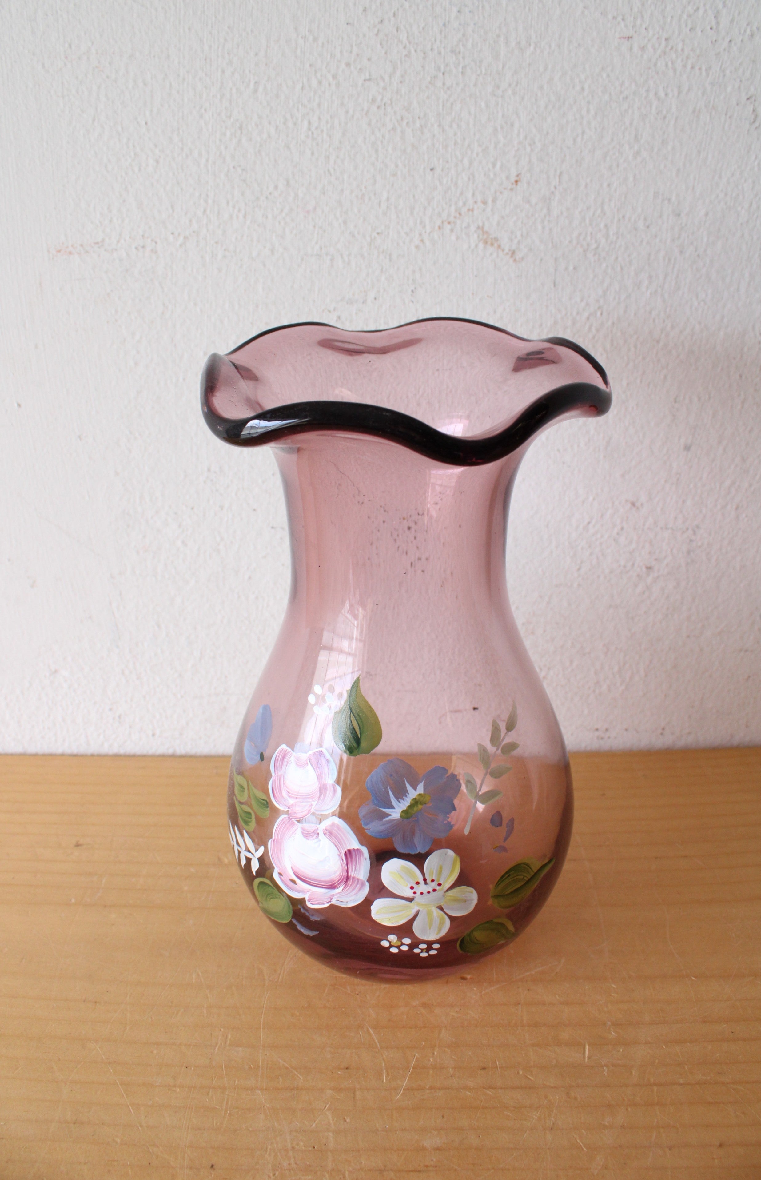 Fenton Teleflora Purple Clear Glass Vase | 7.5"