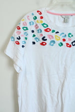 Joules Carley White Leopard Embroidered Tee | 16