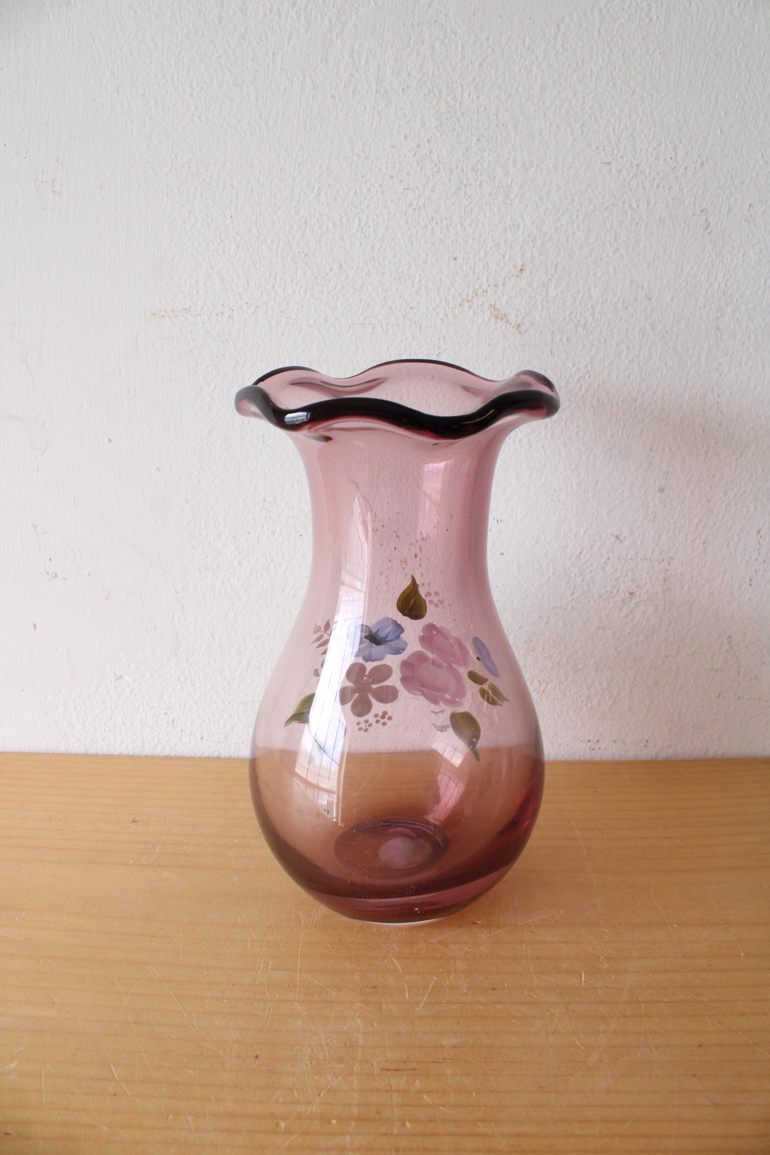 Fenton Teleflora Purple Clear Glass Vase | 7.5"