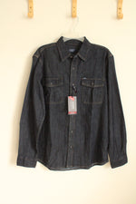 NEW Chaps Dark Wash Denim LS Button Down Shirt | M