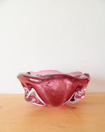 Vintage Pink Wavy Edged Glass Bowl