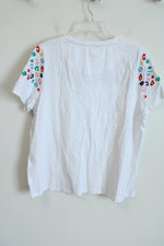 Joules Carley White Leopard Embroidered Tee | 16