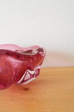 Vintage Pink Wavy Edged Glass Bowl