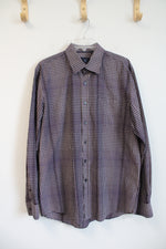Joseph Abboud Maroon & White Plaid Button Down Shirt | L