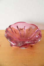 Vintage Pink Wavy Edged Glass Bowl