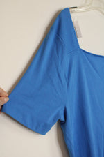 NEW Lane Bryant Blue Square Neck Short-sleeve Shirt | 18