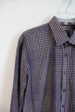 Joseph Abboud Maroon & White Plaid Button Down Shirt | L