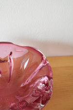 Vintage Pink Wavy Edged Glass Bowl