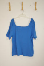 NEW Lane Bryant Blue Square Neck Short-sleeve Shirt | 18