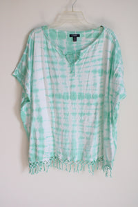 Chaps Blue White Tie Dye Top | L