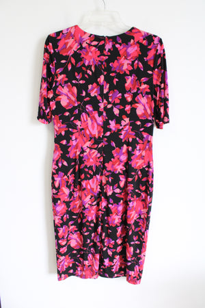 London Times Pink Black Floral Dress | 12
