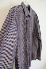 Joseph Abboud Maroon & White Plaid Button Down Shirt | L
