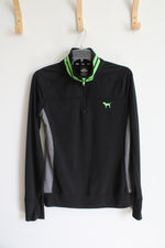 Pink Ultimate Black Gray & Green 1/4 Zip Sweatshirt | M