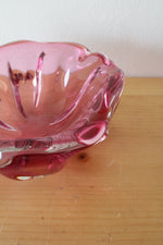 Vintage Pink Wavy Edged Glass Bowl