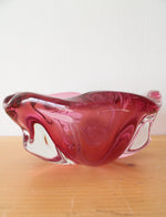 Vintage Pink Wavy Edged Glass Bowl