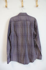 Joseph Abboud Maroon & White Plaid Button Down Shirt | L