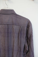 Joseph Abboud Maroon & White Plaid Button Down Shirt | L