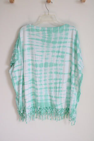 Chaps Blue White Tie Dye Top | L