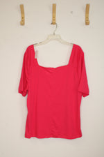 NEW Lane Bryant Hot Pink Square Neck Short-sleeve Shirt | 18/20