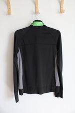 Pink Ultimate Black Gray & Green 1/4 Zip Sweatshirt | M