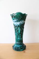 Imperial Jade Green Slag Nucut Vase | 10"