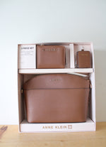 NEW Anne Klein Brown Crossbody Wallet & Hand Sanitizer Holder Set