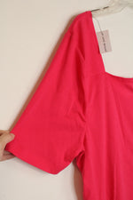 NEW Lane Bryant Hot Pink Square Neck Short-sleeve Shirt | 18/20