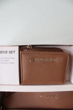 NEW Anne Klein Brown Crossbody Wallet & Hand Sanitizer Holder Set