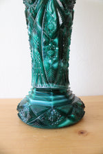 Imperial Jade Green Slag Nucut Vase | 10"