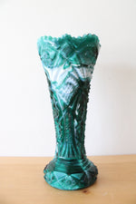 Imperial Jade Green Slag Nucut Vase | 10"