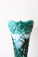 Imperial Jade Green Slag Nucut Vase | 10"