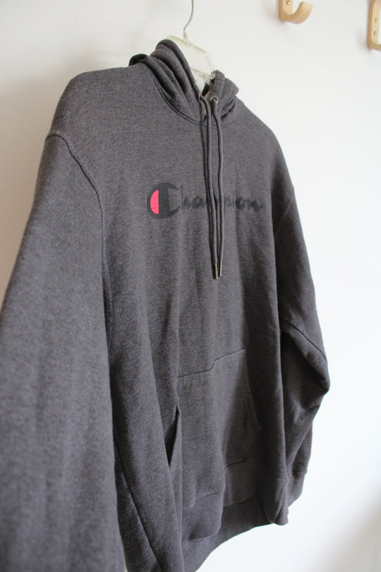 Champion Gray Logo Hoodie | L
