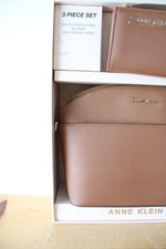 NEW Anne Klein Brown Crossbody Wallet & Hand Sanitizer Holder Set