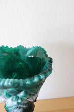 Imperial Jade Green Slag Nucut Vase | 10"