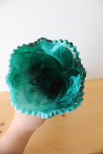 Imperial Jade Green Slag Nucut Vase | 10"