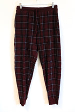 Land's End Maroon Plaid Tapered Drawstring Pants | 32-34