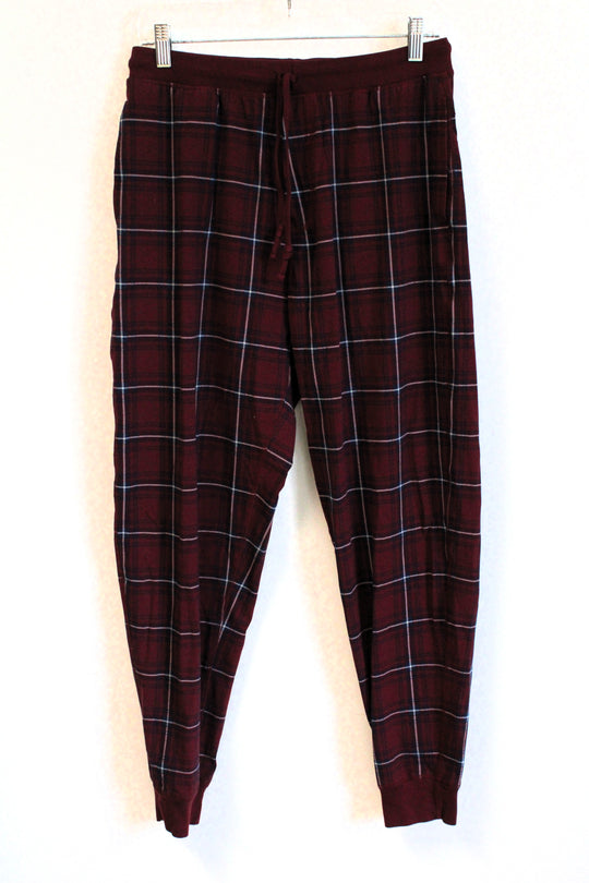 Land's End Maroon Plaid Tapered Drawstring Pants | 32-34