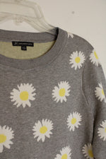 Adriana Papell Gray Daisy Long Sleeve Heavy Knit Top | L