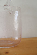 Hand Blown Clear Pink Glass Basket Vase