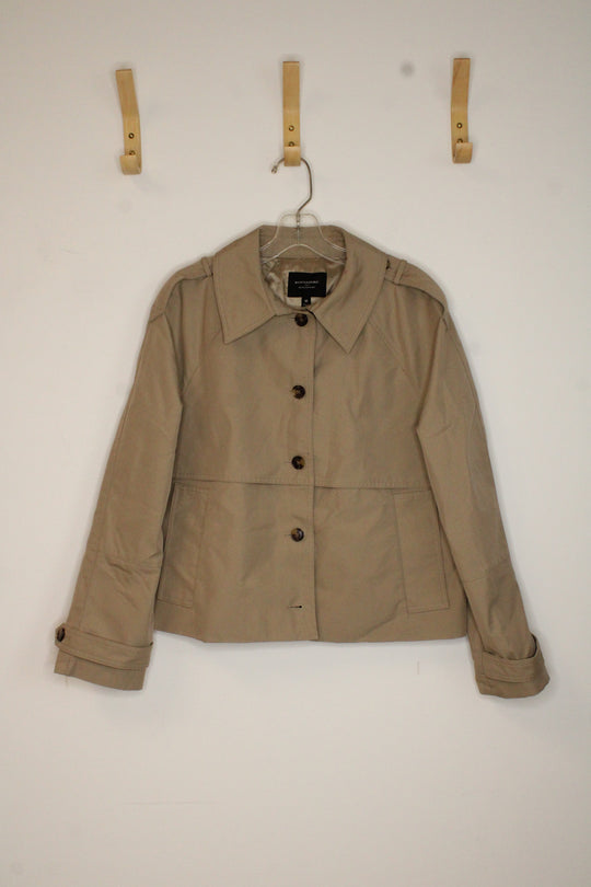 Banana Republic Tan Water Resistant Cropped Trench Jacket | M