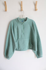 Old Navy Soft Terry Green 1/4 Zip Cropped Sweatshirt | S