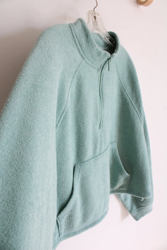 Old Navy Soft Terry Green 1/4 Zip Cropped Sweatshirt | S