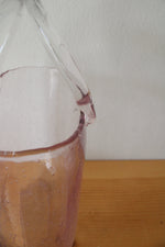 Hand Blown Clear Pink Glass Basket Vase