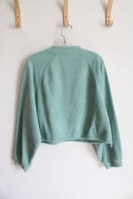 Old Navy Soft Terry Green 1/4 Zip Cropped Sweatshirt | S