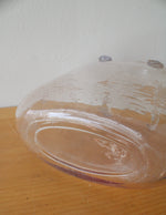 Hand Blown Clear Pink Glass Basket Vase