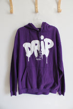 Ring Of Fire Purple Drip Hoodie | L