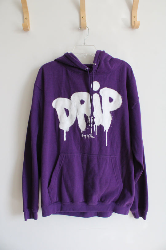Ring Of Fire Purple Drip Hoodie | L