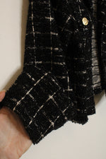 Sincerely Jules Black Plaid Boucle Tweed Cropped Blazer | L