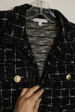 Sincerely Jules Black Plaid Boucle Tweed Cropped Blazer | L